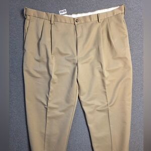 Hagar Classic Tan Men's Chinos Pleated Wrinkle Resistent. 44×29. Office